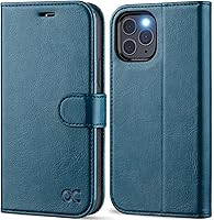 Vista 13 de OCASE Compatible con iPhone 12 Case/Compatible con iPhone 12 Pro Wallet Case, funda tipo cartera de piel sintética con tapa y tarjeteros con bloqueo