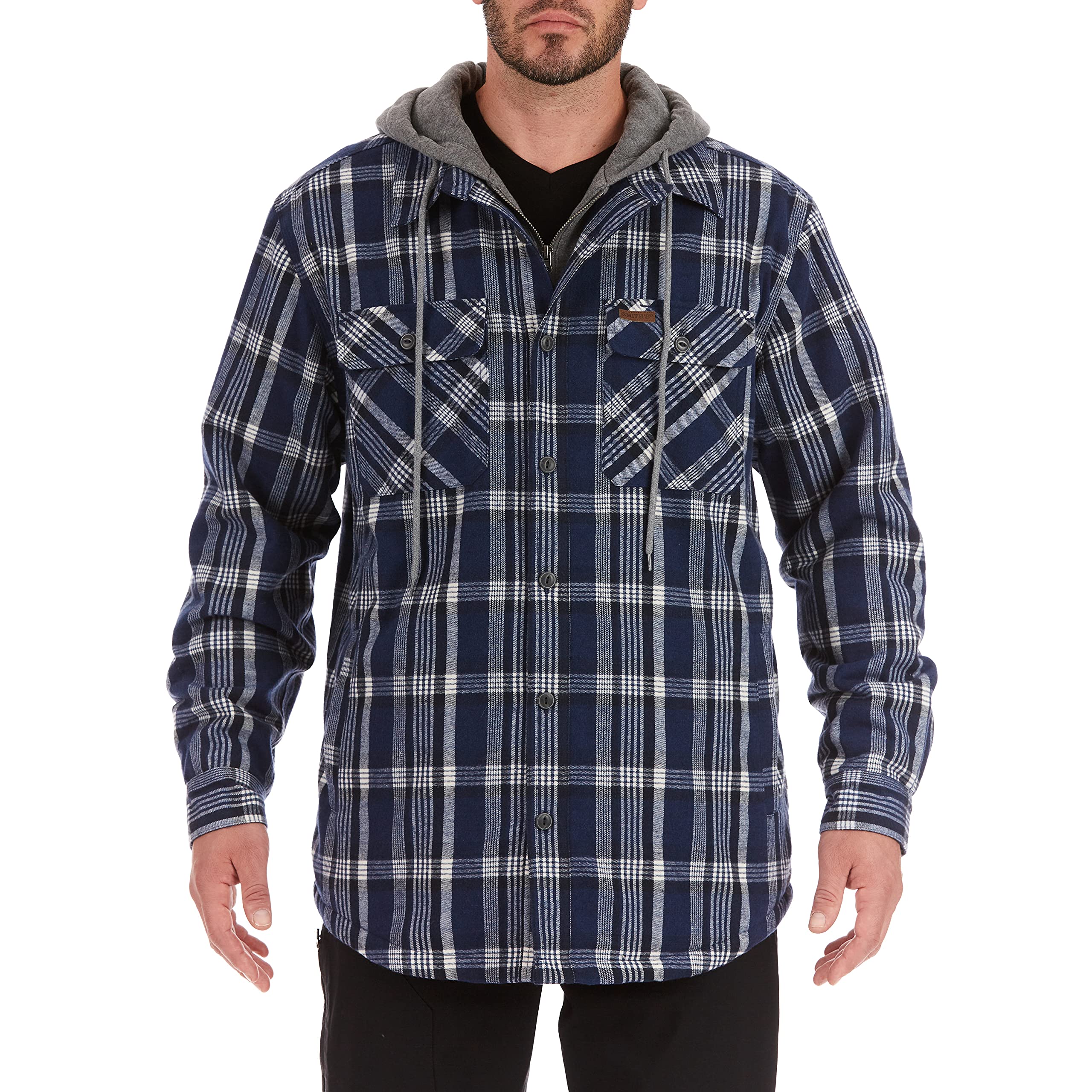 Smith's Workwear mens Sherpa Lined Hooded Flannel Shirt Jacket