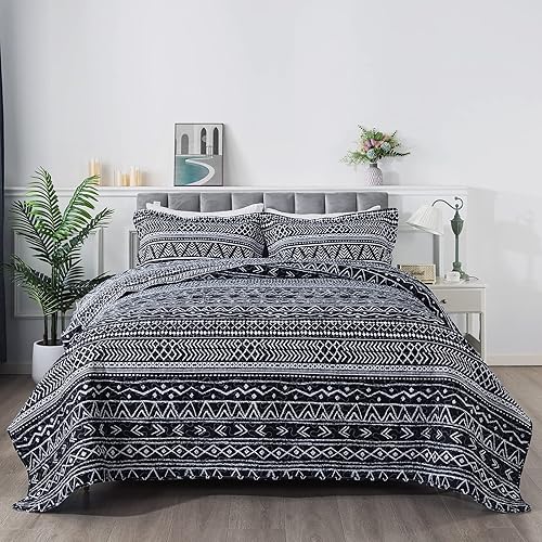 Miniatura 152 de Travan - Juego de edredón de 3 piezas reversible y ligero, ropa de cama con fundas de almohada para todas las estaciones, estampado floral marrón