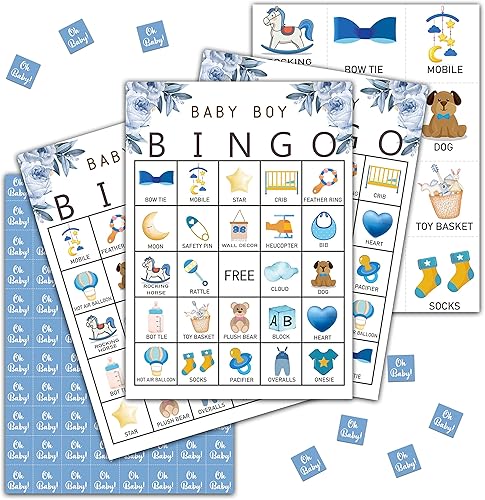 Juegos de bingo para baby shower, juego de fiesta de revelación de género, tarjetas de juego de baby shower, suministros de regalos de decoración de