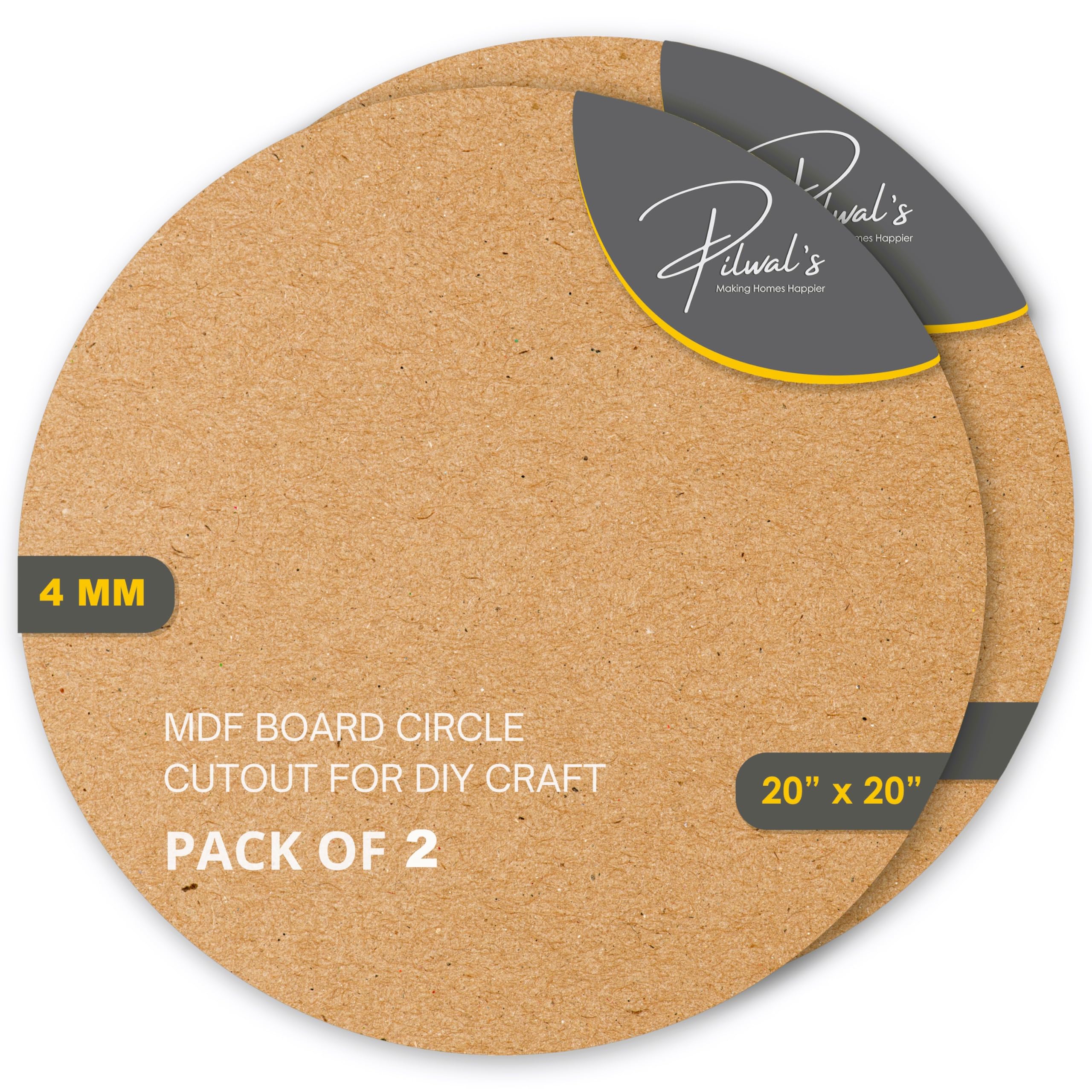 Pilwal's™ 20"x20" inch Round MDF Board for Art & Crafts | MDF Circle Boards Pack of 2 for Painting, Resin, Lippan Art,Mandala Art & DIY Projects. (20"x20" INCH, 2 PCS, 4MM)-image-4