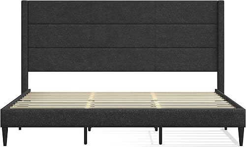 Miniatura 3 de Glenwillow Home Pax - Base de cama tapizada con plataforma tapizada, respaldo de alas, base de colchón, soporte de listones de madera, no necesita