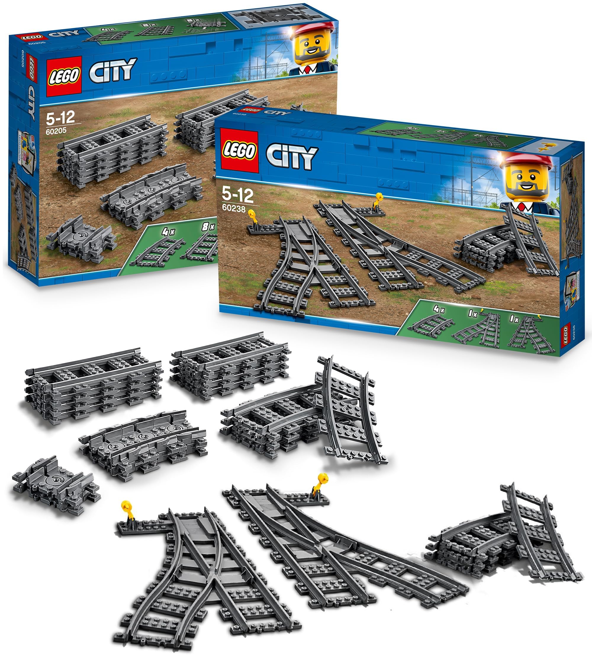 Lego City Binari & Morbidi (60205 + 60238), set di estensione ferroviaria station wagon