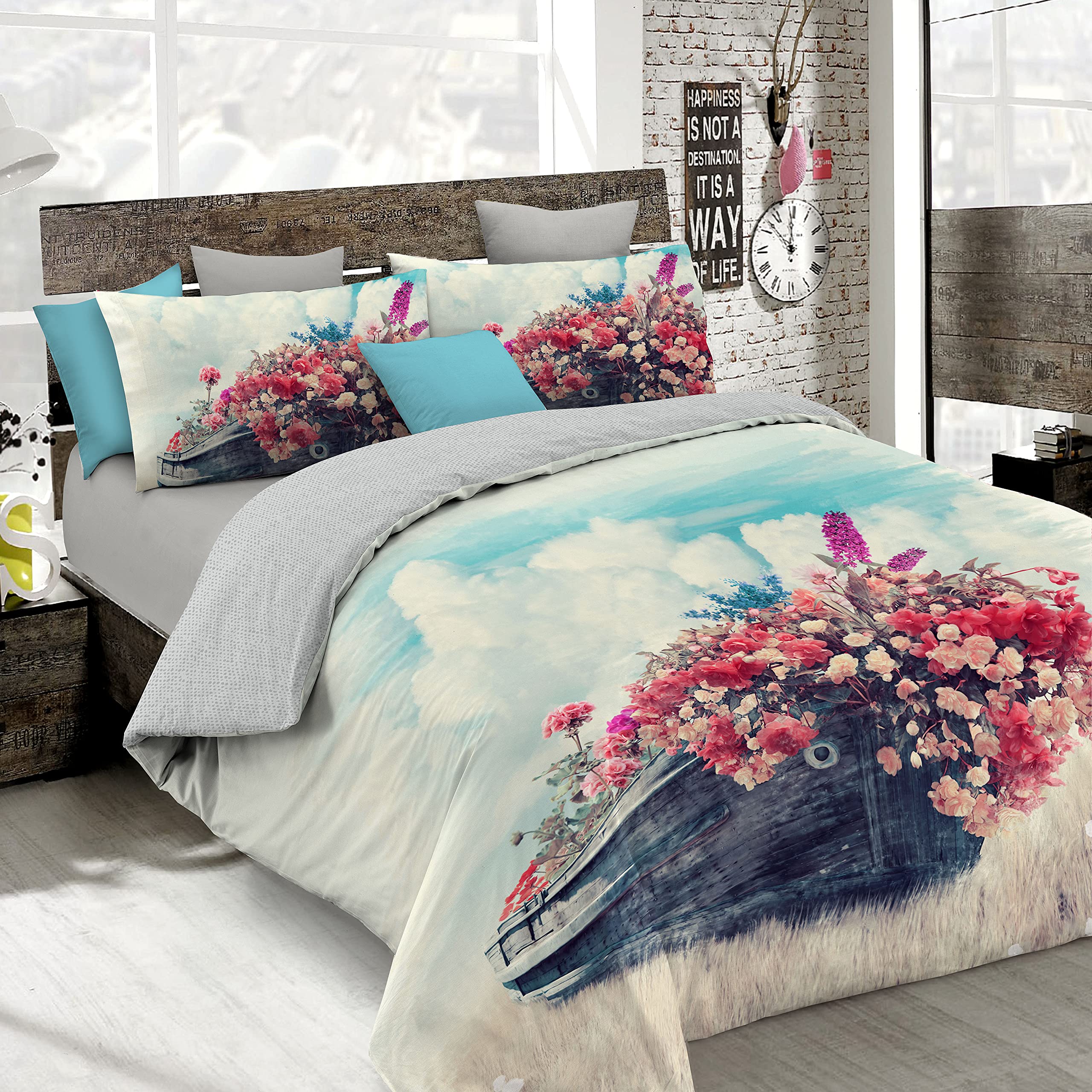Italian Bed Linen Sogni d'Autore Duvet cover set with full coverage digital print,250x200cm, SD17, 100% Cotton, DOUBLE CP-SD17-2P