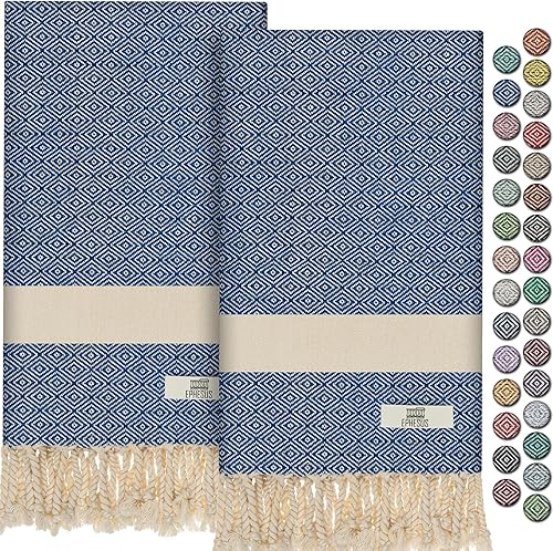 Miniatura 38 de Toallas de mano – Juego de 2 18" x 30" – Toalla de mano turca decorativa para baño, cocina, invitados, cara, cabello, té, paño de cocina