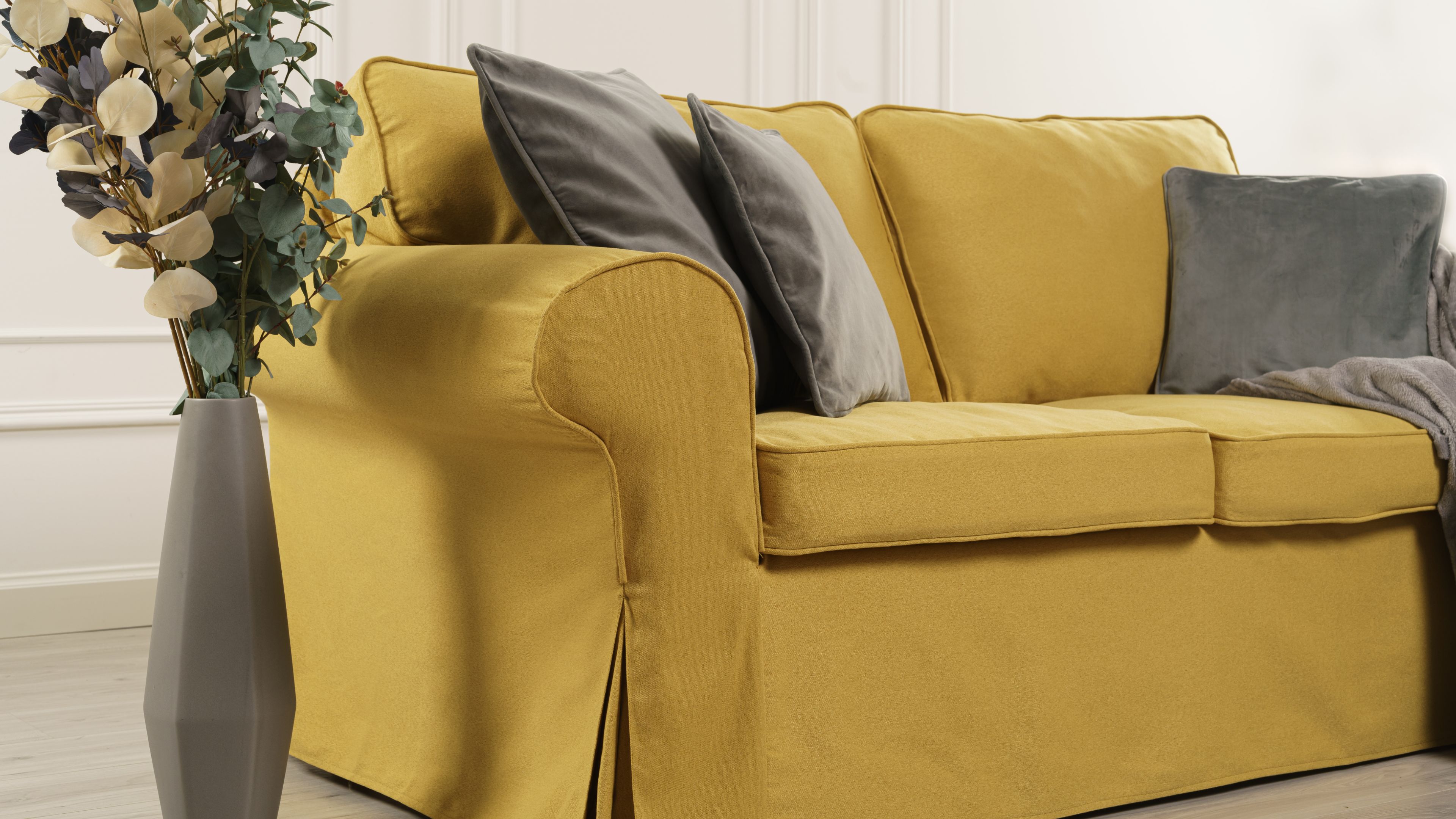 MASTERS OF COVERS Sofabezug für IKEA Ektorp 2-Sitzer, Perlbeige Sofa überzug Couch überzug aus Polyester Petite, 2er Sofa Cover,