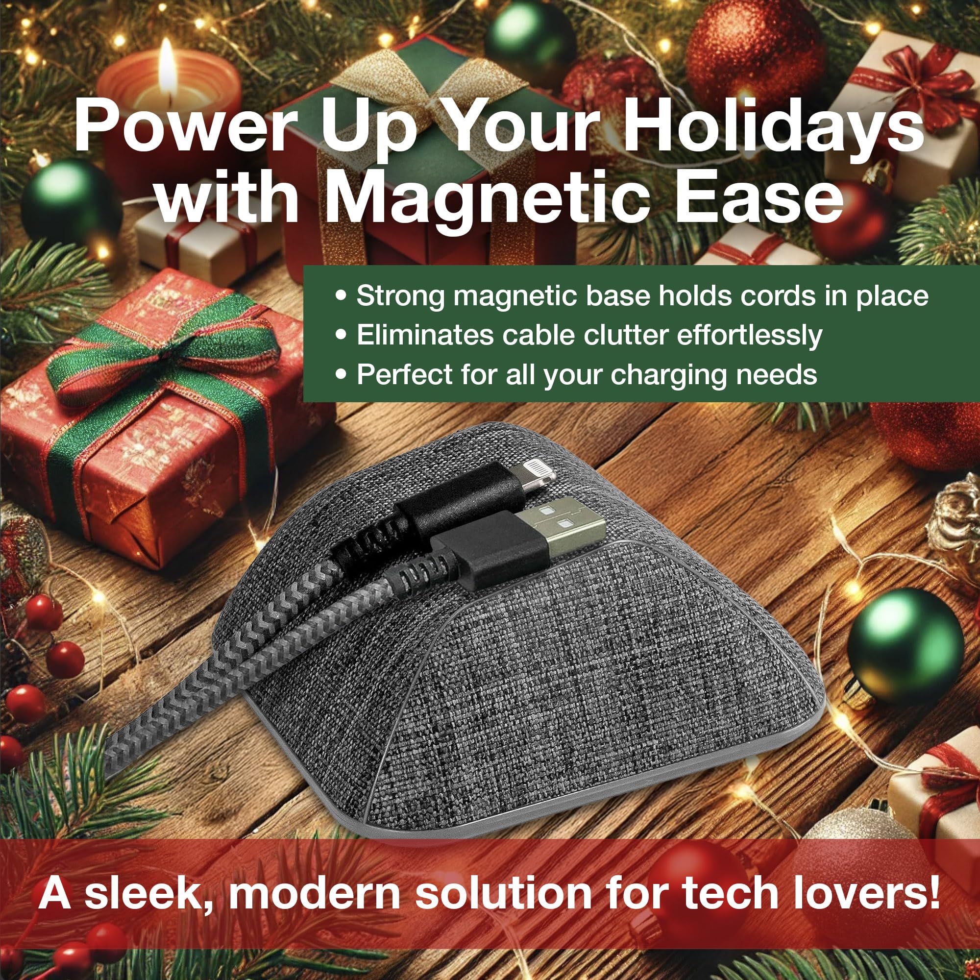 Smartish Magnetic Cable Manager - Cable Wrangler Magnet Base Cord Organizer for Your Nightstand (Silk) - No. 2 Pencil Gray SLK-MB-GRAY - Image 3