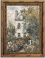 Gold Framed Vintage Rose Garden Canvas Wall Art - English Cottage Floral Print for Living Room Bedroom Decor 9x11in