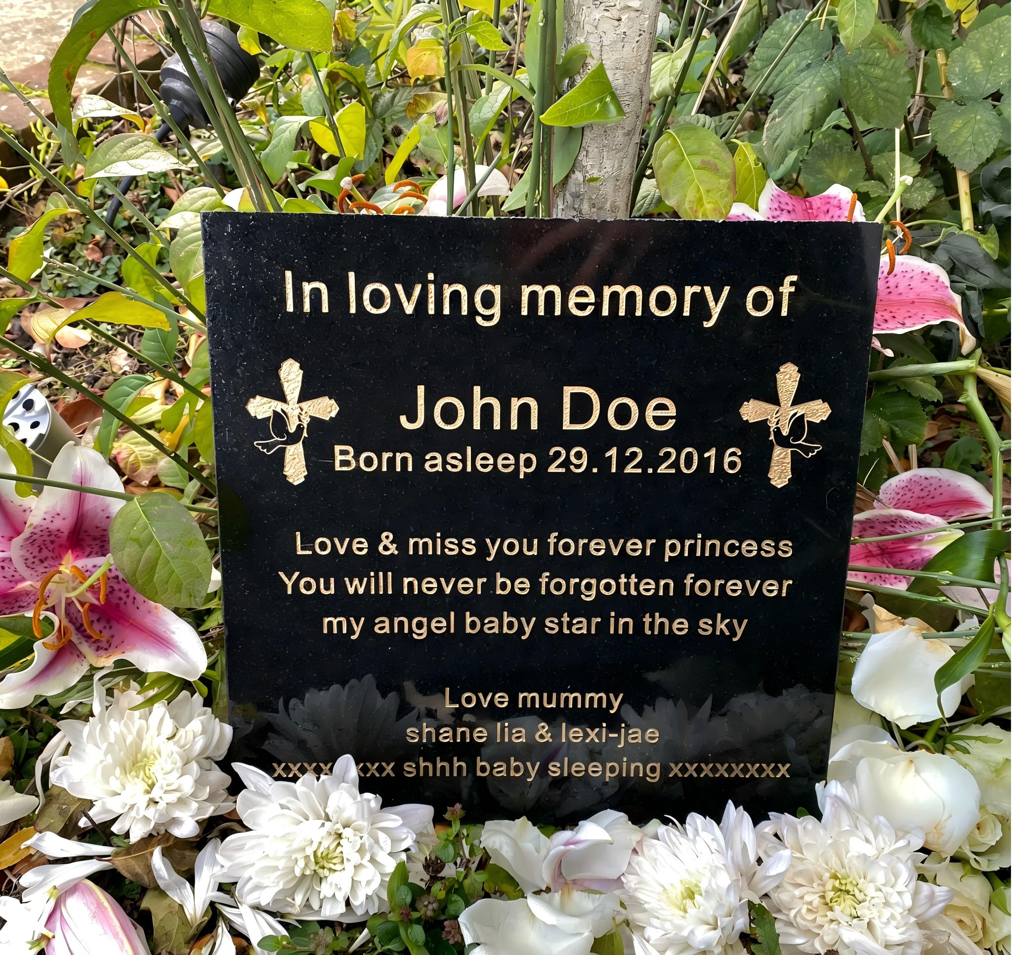 Personalised Granite Memorial Plaque, Engraved,Headstone, Crematorium, Grave, Garden Memorial Plaque, Memorial stone, Garden Memorial Stone, (Black (10mm Thickness))