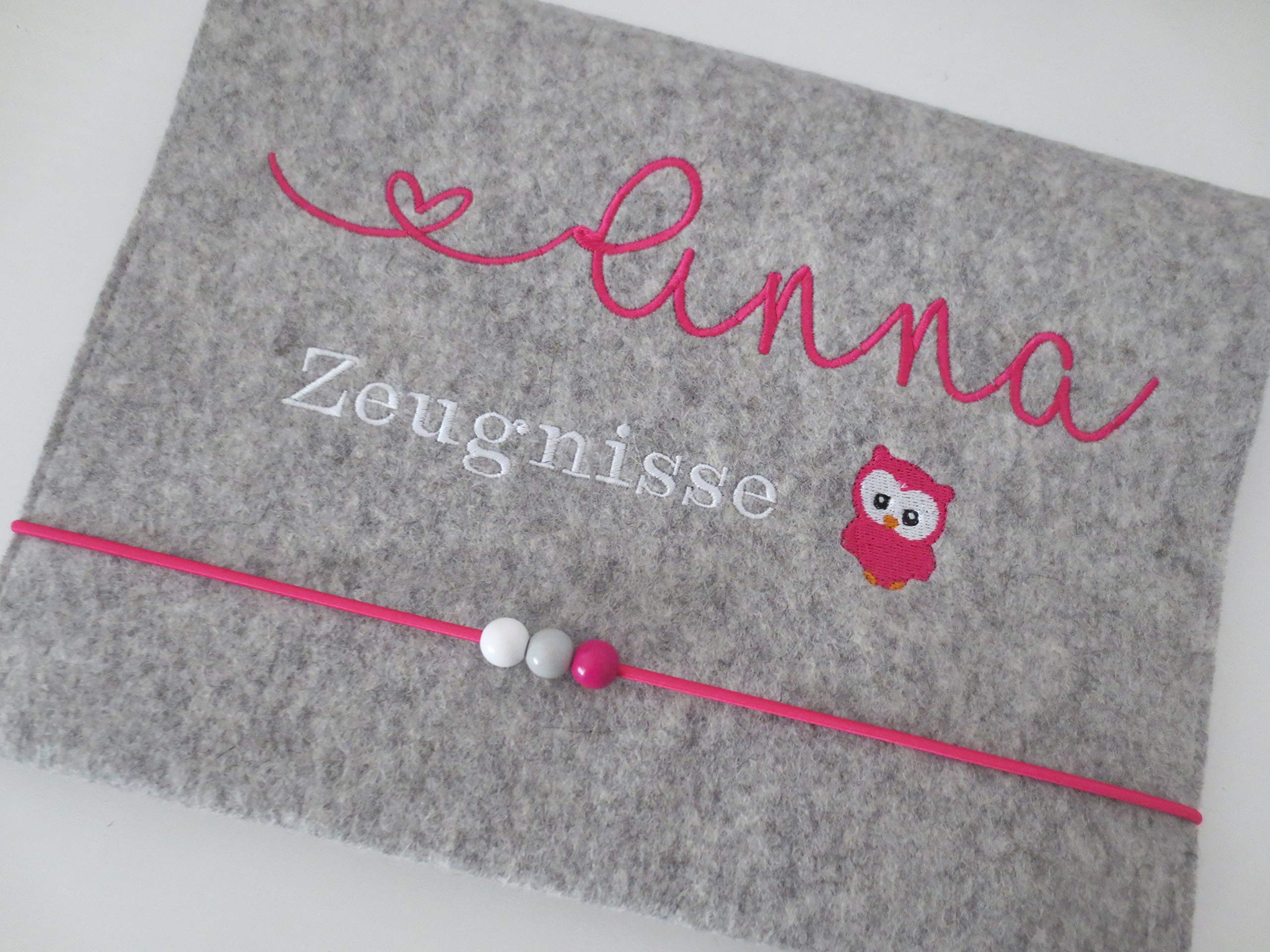 Zeugnismappe Wollfilz Mappe Zeugnisse DIN A4 Grundschule Schule"Eule