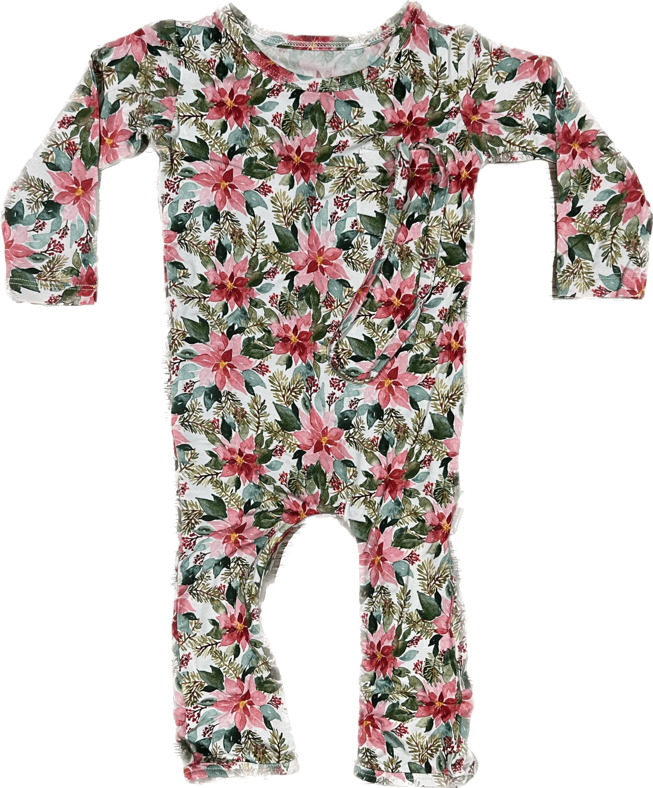 Doodalou Soft Bamboo Viscose Baby Romper - Christmas Collection - Lightweight, Pacifier Clip, Inseam Zipper