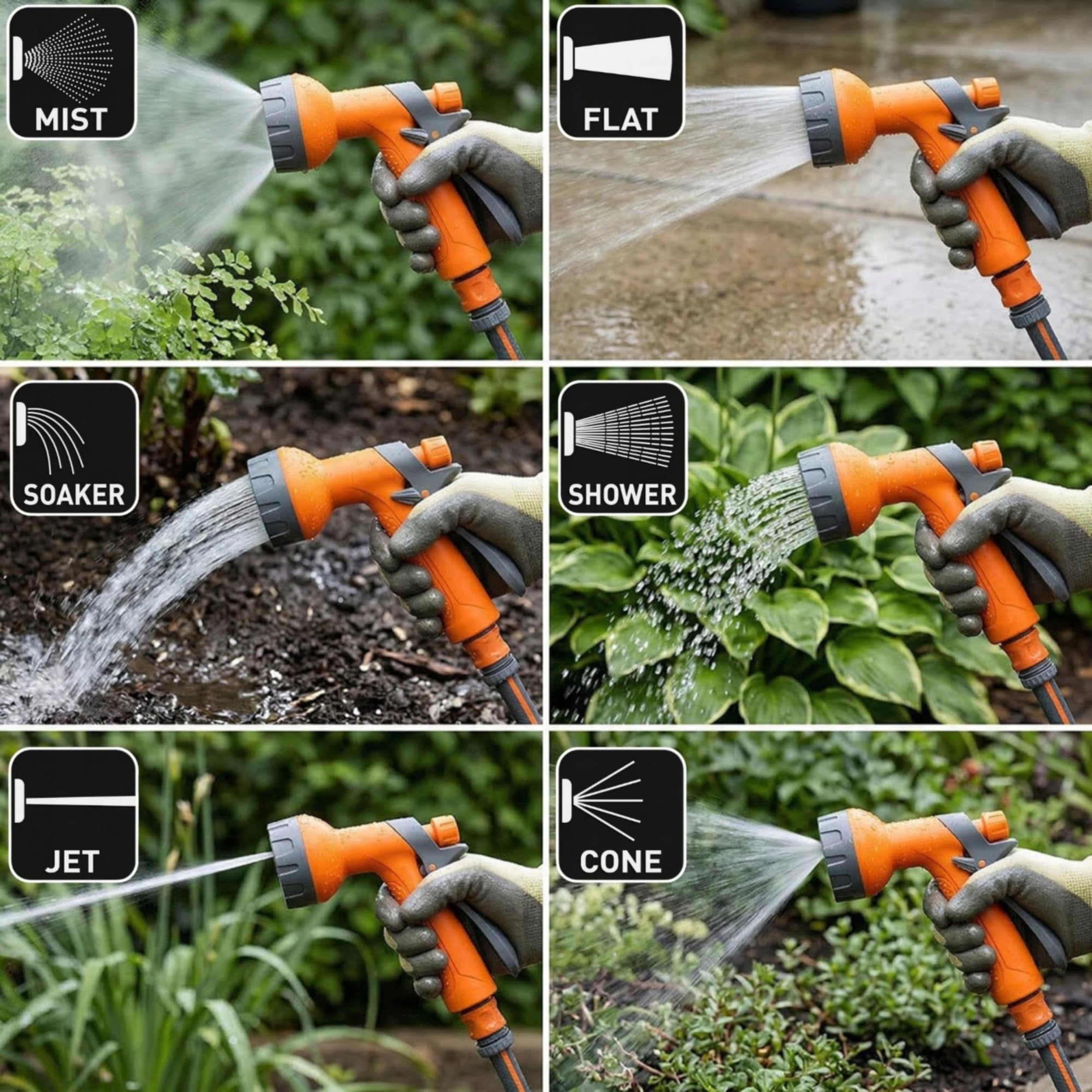 NEO TOOLS Kit complet d'irrigation de jardin mobile, avec dévidoir, tuyau d'arrosage de 30 m et douchette de jardin 6 fonctions pour pelouse, en PVC, résistant aux UV | Tuyau d'arrosage de 30 m - 1/2" - 6 fonctions - Pour pelouse et jardin - PVC - Résista