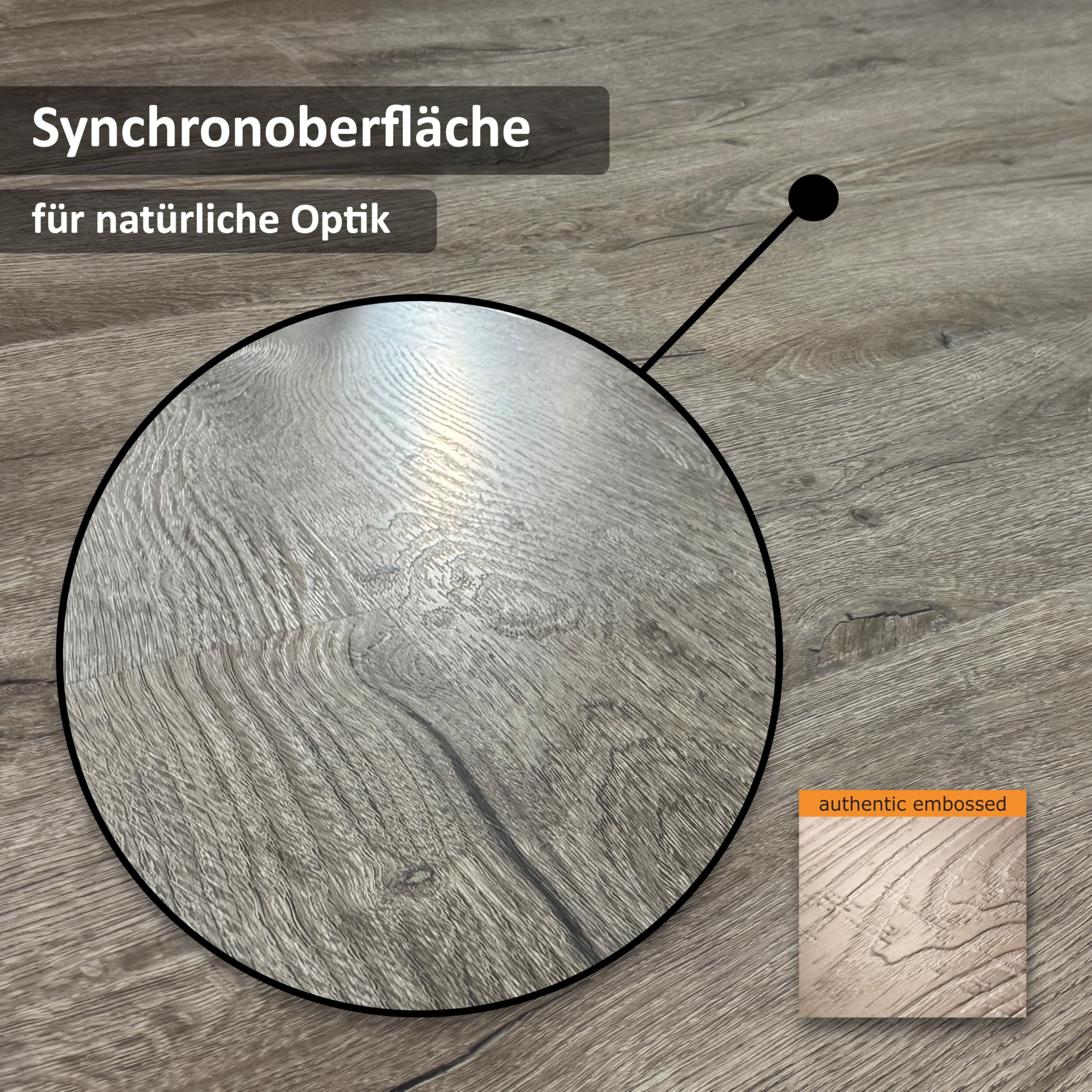 TRECOR Klick - Suelo de vinilo RIGID-SPC de diseño, tablón macizo de 5,0 mm de grosor, con capa de desgaste de 0,50 mm, resistente al agua, (roble Prestige gris, 1 m² | suelo de vinilo)