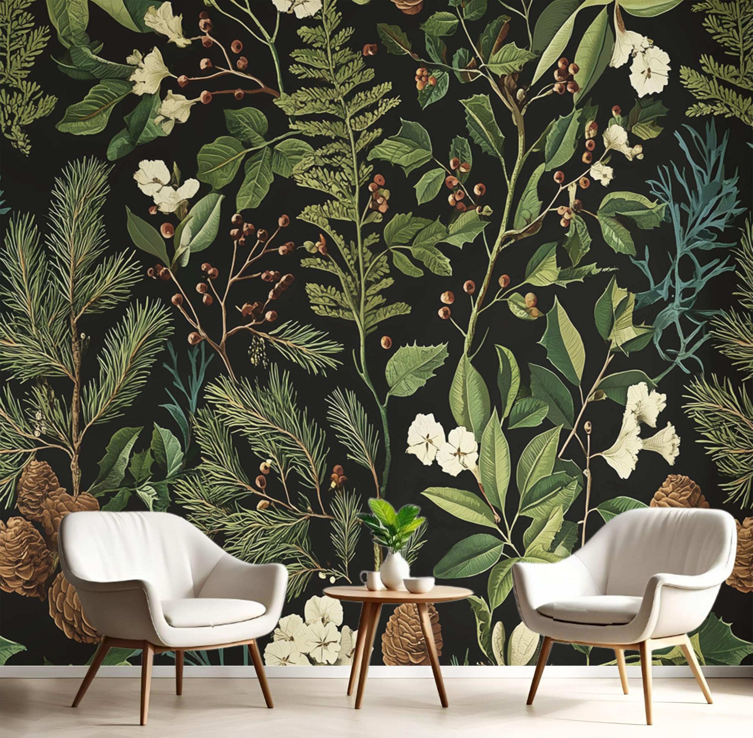 Murales verde oscuro de pino vintage para crear un dormitorio relajante