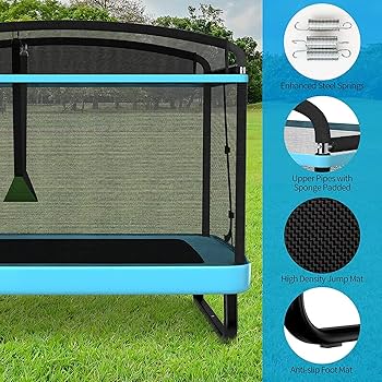 6FT Kids Trampoline with Swing, Rectangle Recreational