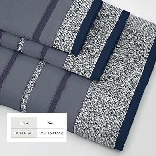 Miniatura 5 de Great Bay Home Toallas de baño 100% algodón jacquard, toallas de baño absorbentes de secado rápido. Colección Cassie (toalla de mano (paquete de 4),