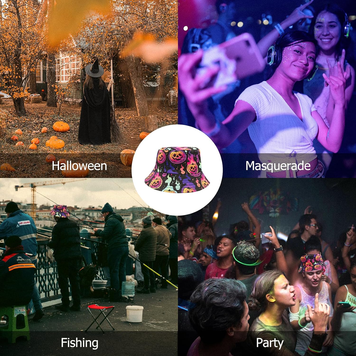 YAMEIZE Halloween Bucket Hat for Women - Men Pumpkin Ghost Hat for Adult Funny Beach Outdoor Holiday Party Cap - Image 7