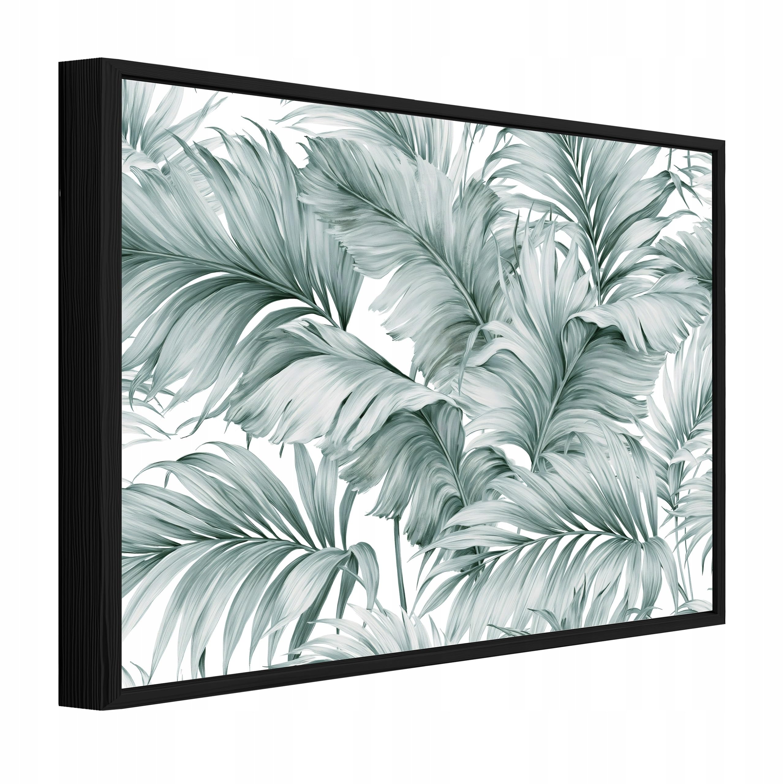 WallArena - Canvas Pictures with Frame Leaves Green 90 x 60 cm