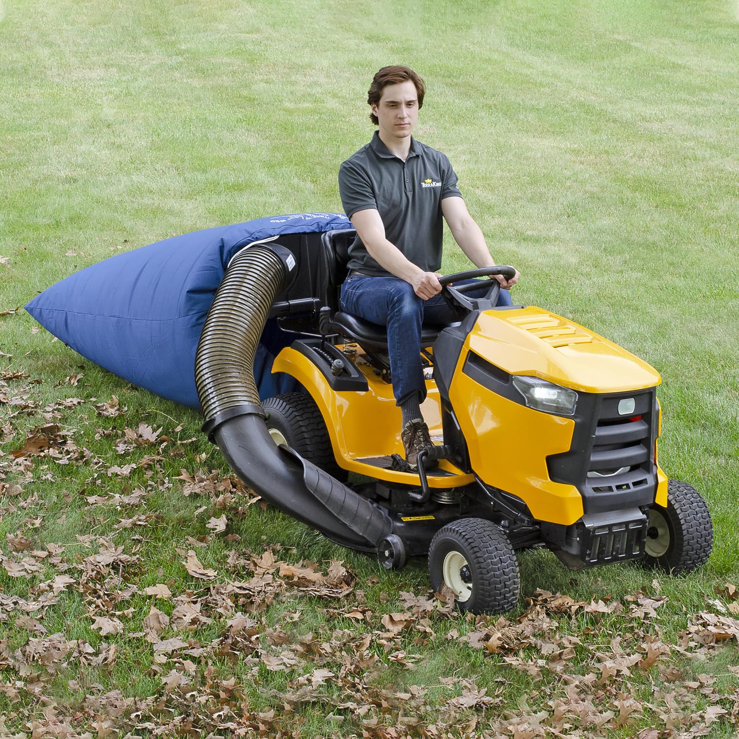 Bolsa para hojas de tractor de césped para recoger hojas con tu tractor, no con tu espalda.