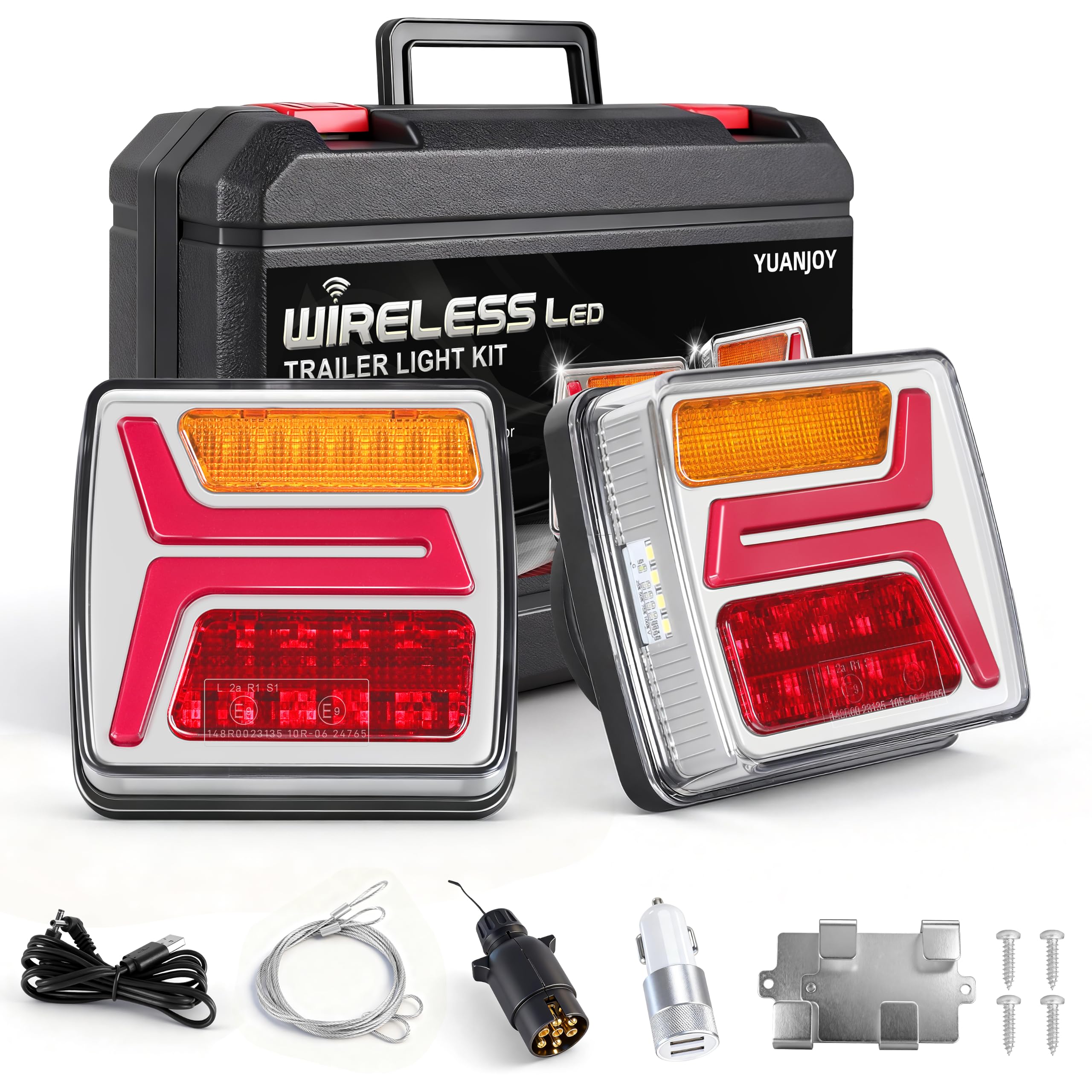 Set di fanali posteriori a LED per rimorchio, 12/24 V, magnetici, wireless, impermeabili, per camion, roulotte o camion, omologate ECE EMV