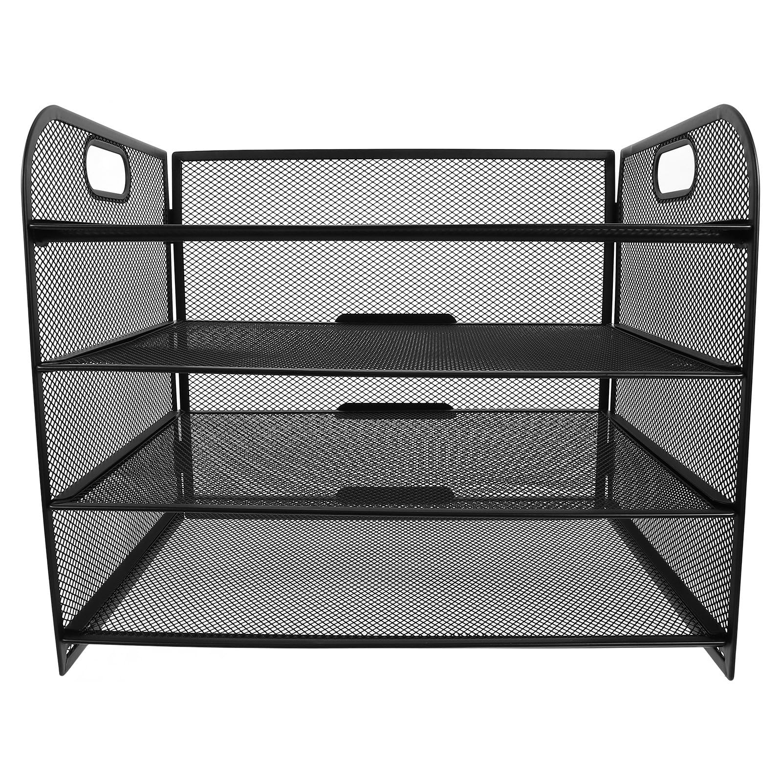 OUNONA Organizer in Metallo da Scrivania a 4 Livelli Maniglia, Portadocumenti Robusto per Insegnanti e Ufficio, Supporto per Archiviazione Documenti e Forniture