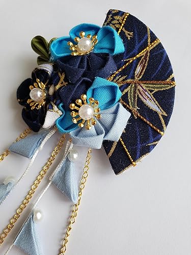 Miniatura 4 de CRB Fashion Kimono tradicional de Tsumami Kanzashi para mujer y niña, traje de boda japonés, asiático, Yukata, lazo para el pelo, flor floral,
