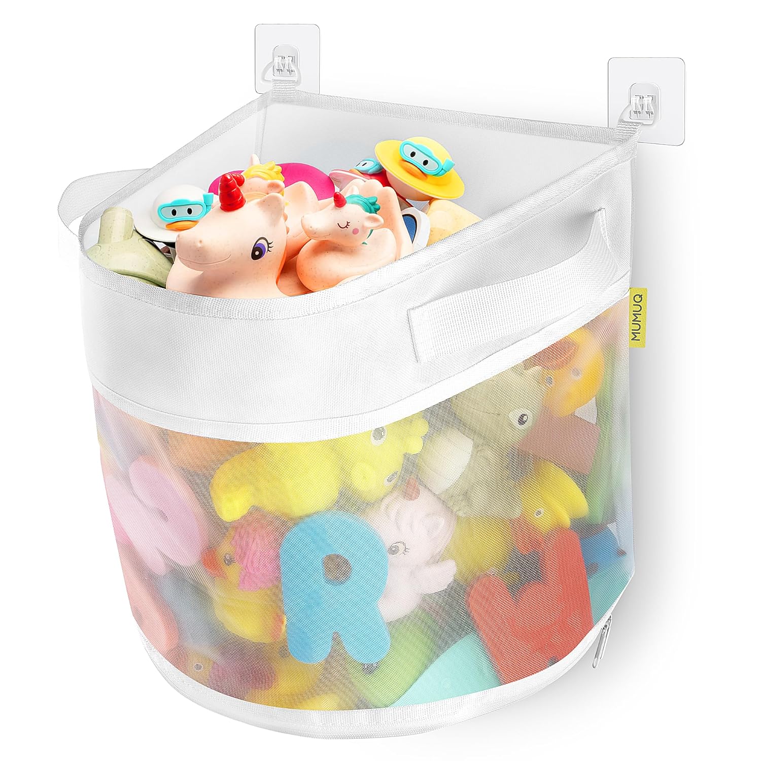Bath Toy Storage 4 15 Gallons Bath Toy Holder Wall-Mounted Shower Caddy Bottom Zipper Bathtub Toys Storage Mesh
