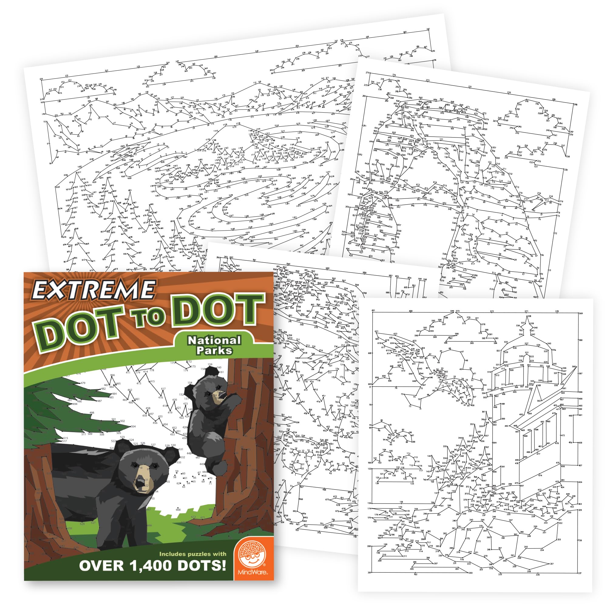 MindWare Extreme Dot-to-Dot: National Parks - Connect-The-dot Activity & Coloring Book for Kids, Teens & Adults - 32 Engaging Puzzles - Fun Quiet-time workbook for Boys & Girls