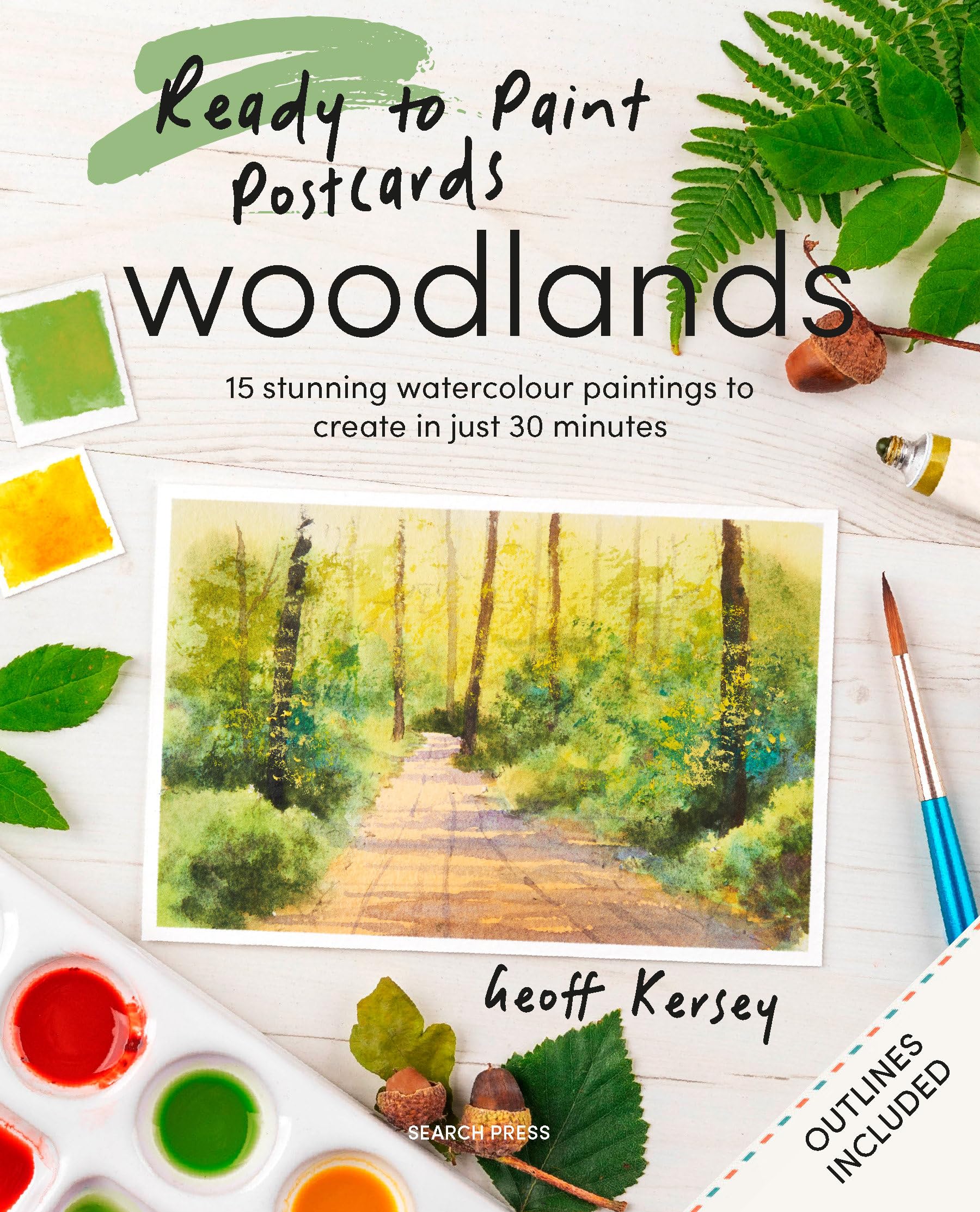 Ready to Paint Postcards: Woodlands by Geoff Kersey (Paperback Book)