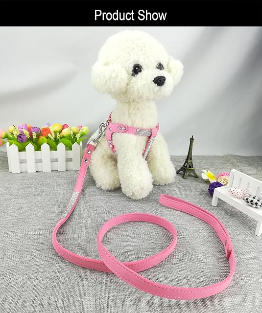 Foto 2 de 6 de Newtensina Moda Perro arnes con Diamante y Correa Bling Linda Perro arnes Cachorros arnes con Bling Correa…