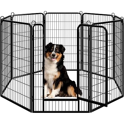 Yaheetech Dog Playpen Outdoor, 47 inch 8 Panels Dog Pen Indoor Heavy Duty Puppy Exercise Pen Metal Pet Fence for RV Camping/Yard/Garden