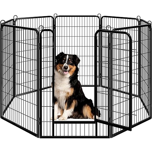 Yaheetech Dog Playpen Outdoor, 8 Panel Dog Fence 47" Indoor Pet Pen for Large/Medium/Small Dogs Heavy Duty Pet Exercise Pen for Puppy/Rabbit/Small Animals Portable Playpen for RV Camping Garden Yard