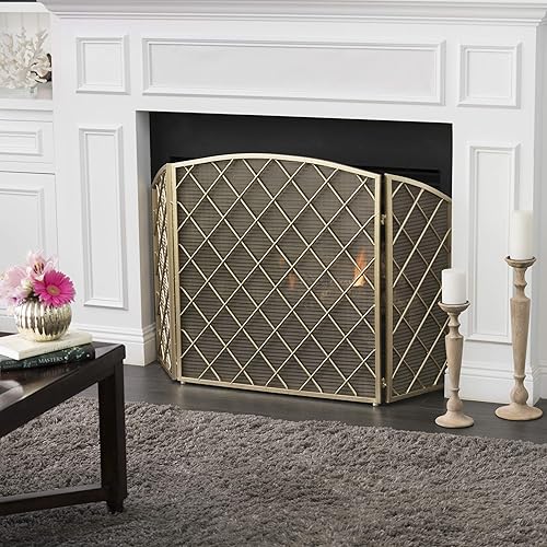 Miniatura 2 de Christopher Knight Home Amiyah 3 Panelled Iron Fireplace Screen, Gold