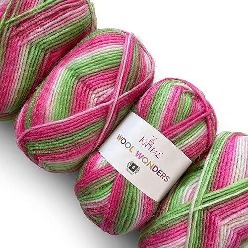 Miniatura 11 de Hilo de lana Wool Wonders para ganchillo, paquete de 4 (585 m / 400 g), patrones gratuitos - Hilo de lana para tejer - Aran/Grueso #4 Peso medio