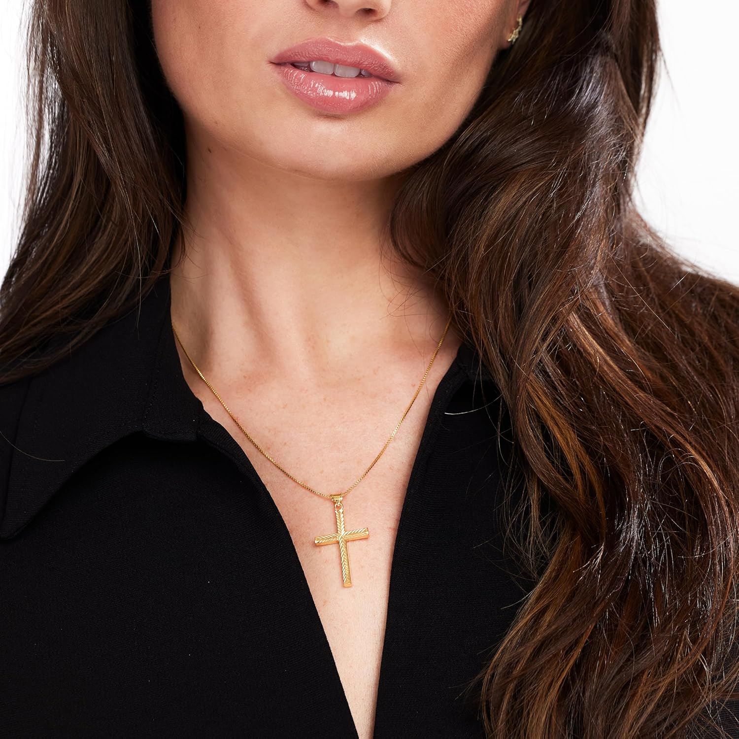 JTV Sterling Silver Diamond-Cut Cross Pendant Necklace - Christian Jewelry for Women - Elegant 925 Silver Faith Necklace - Religious Gift for Baptism, Confirmation, or Holiday - 18" - Image 5