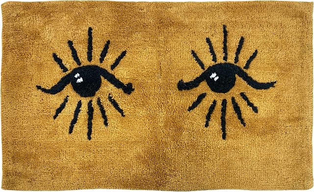 furn. Theia Bath Mat, Cotton, Ochre/Black,50 x 80cm