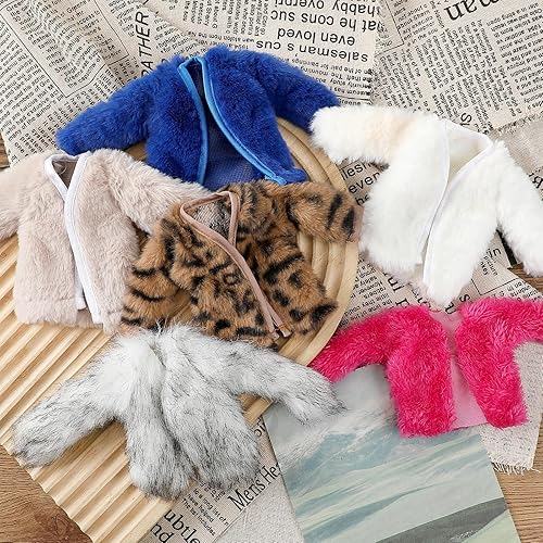 Miniatura 7 de Bencailor 6 piezas de ropa de invierno para muñeca de 11.8 pulgadas, abrigo de diseño de invierno, chaqueta, tops ropa de muñeca de felpa para