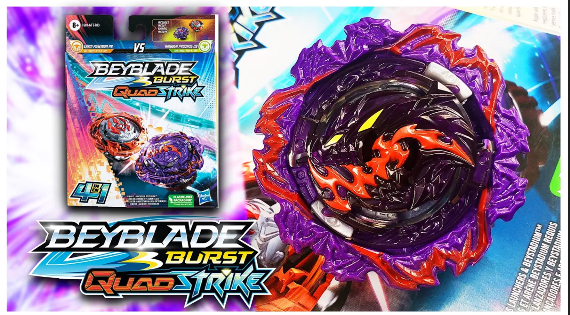 Watch Beyblade Burst QuadStrike Ambush Nyddhog N8 and Chain