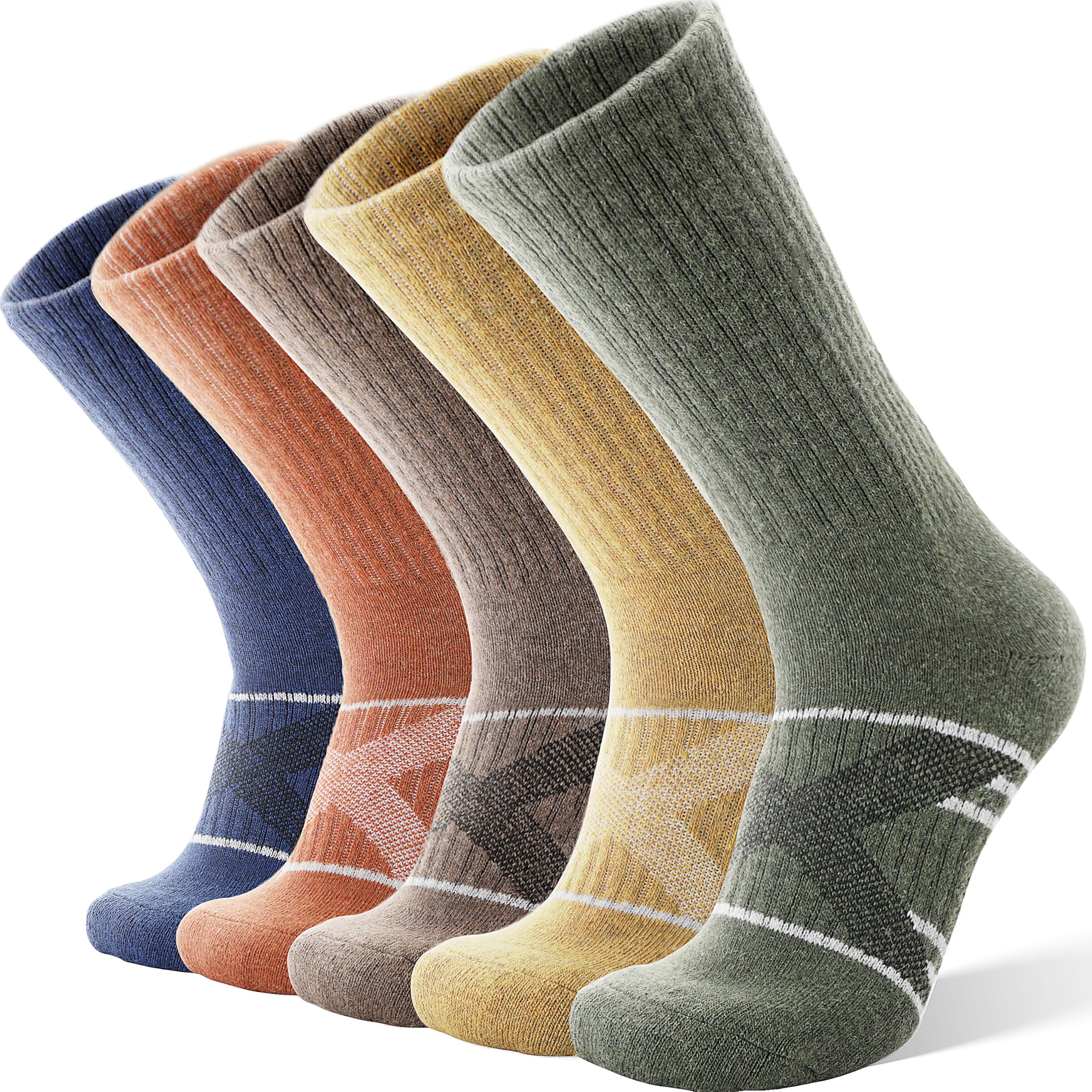 ANTSANG Merino Wool Hiking Socks 5 Pairs for Men & Women Thermal Winter Warm Moisture Wicking Cushion Boot Socks