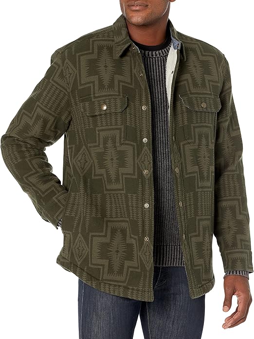 Pendleton Men's Jacquard SherpaLined Shirt Jacket at Amazon Men’s