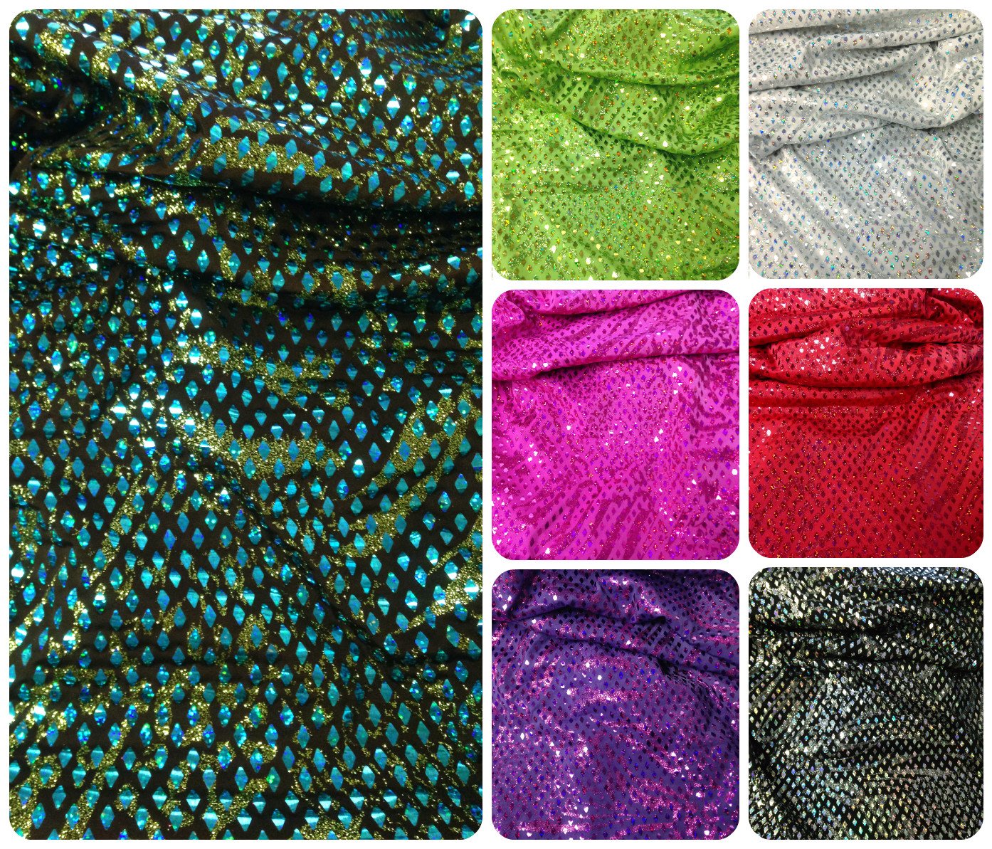 Buy Shiny Diamond Faux Sequins & Glitter Waves on Stretch Lightweight