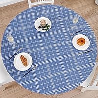 Vista 23 de Mantel redondo de vinilo ajustable con reverso de franela y borde elástico, impermeable, resistente a las manchas y el aceite, de cloruro