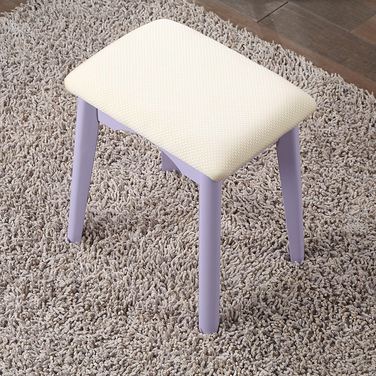 Purple Contemporary Wood Vanity and Stool Set