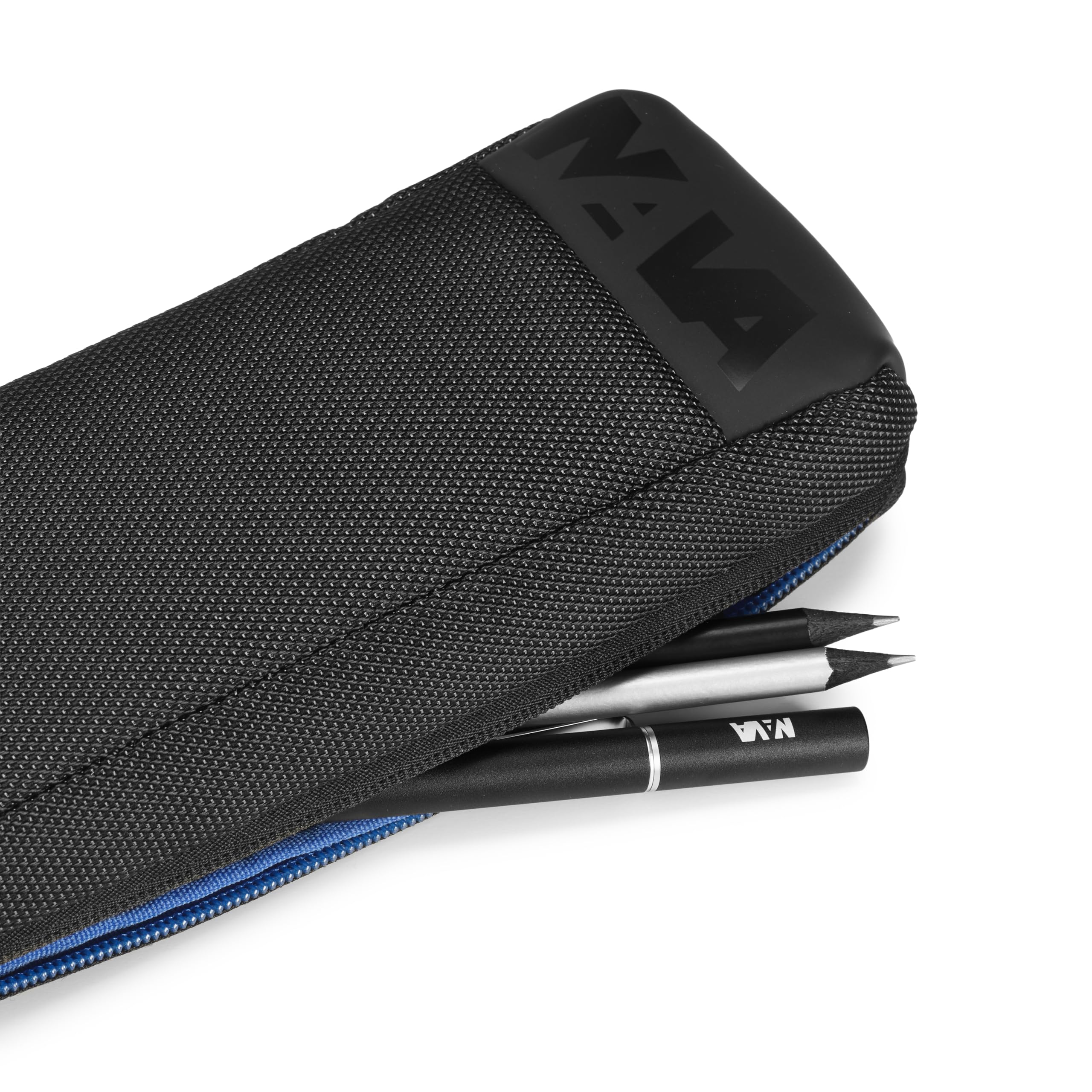 NAVA Design - Pencil Case with Zip Closure, Colour Black/Cobalt Blue - Size 8 x 21 x 5 cm - Image 2
