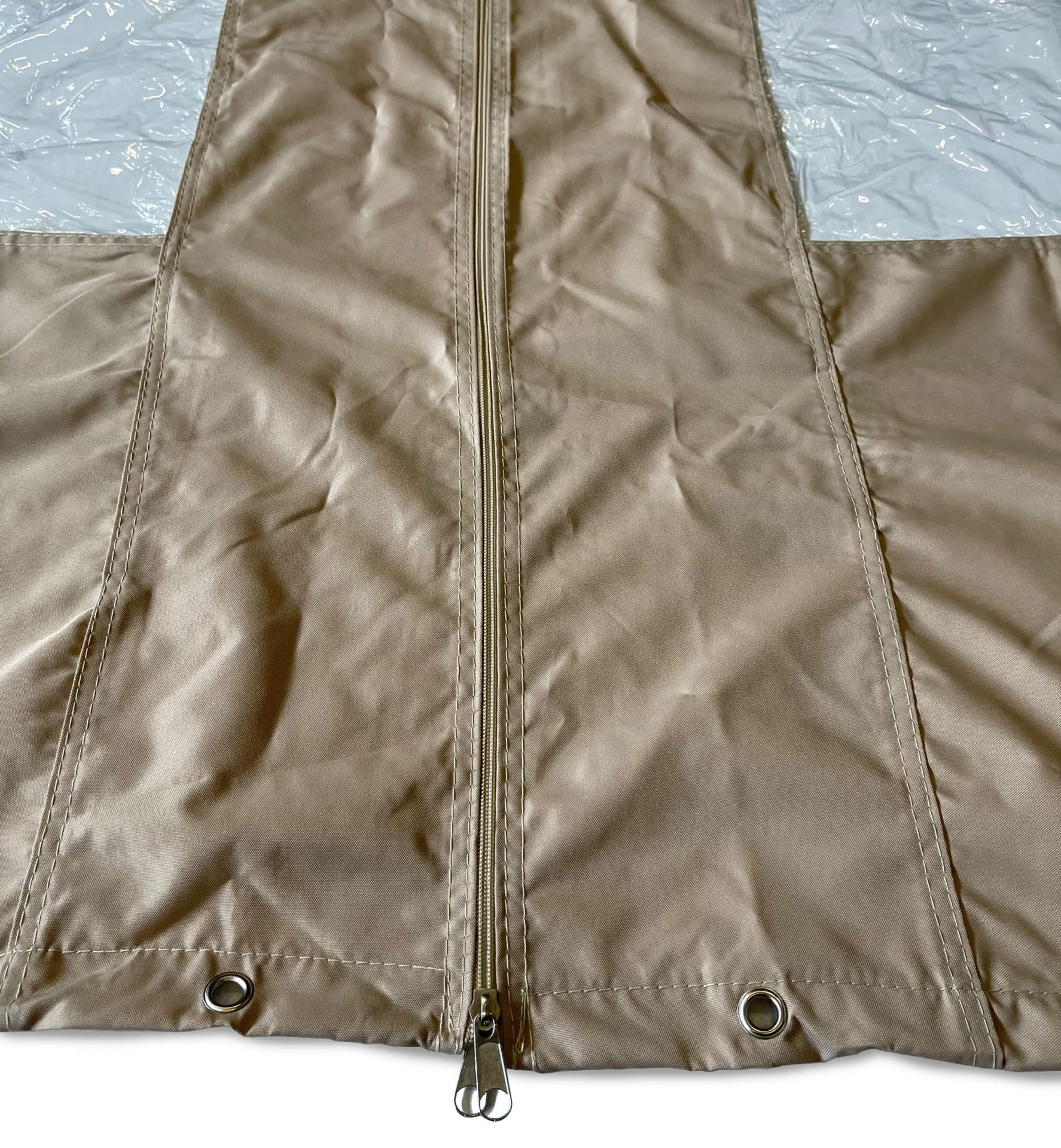 QUICK STAR 2 pannelli laterali in poliestere con finestra 300/400 x 195 cm per gazebo 3 x 4 m parete laterale beige RAL 1001 impermeabile