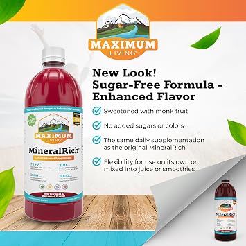 Maximum Living MineralRich - Minerals Supplement - Sugar Free Liquid Blend of Vitamins and Trace Minerals - 32 oz