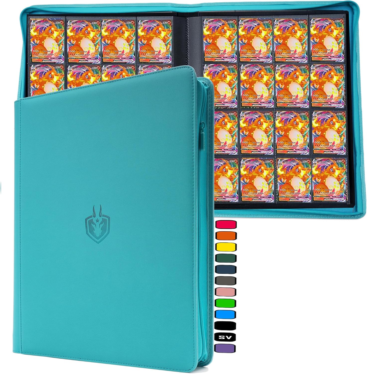 Premium-SV 1024 Pockets Zipper Card Binder,16 Pocket,Colorful Design, Ringless Side Loading Trading Card Album, Folder for TCG,MTG,Sports other Cards -Black/NT
