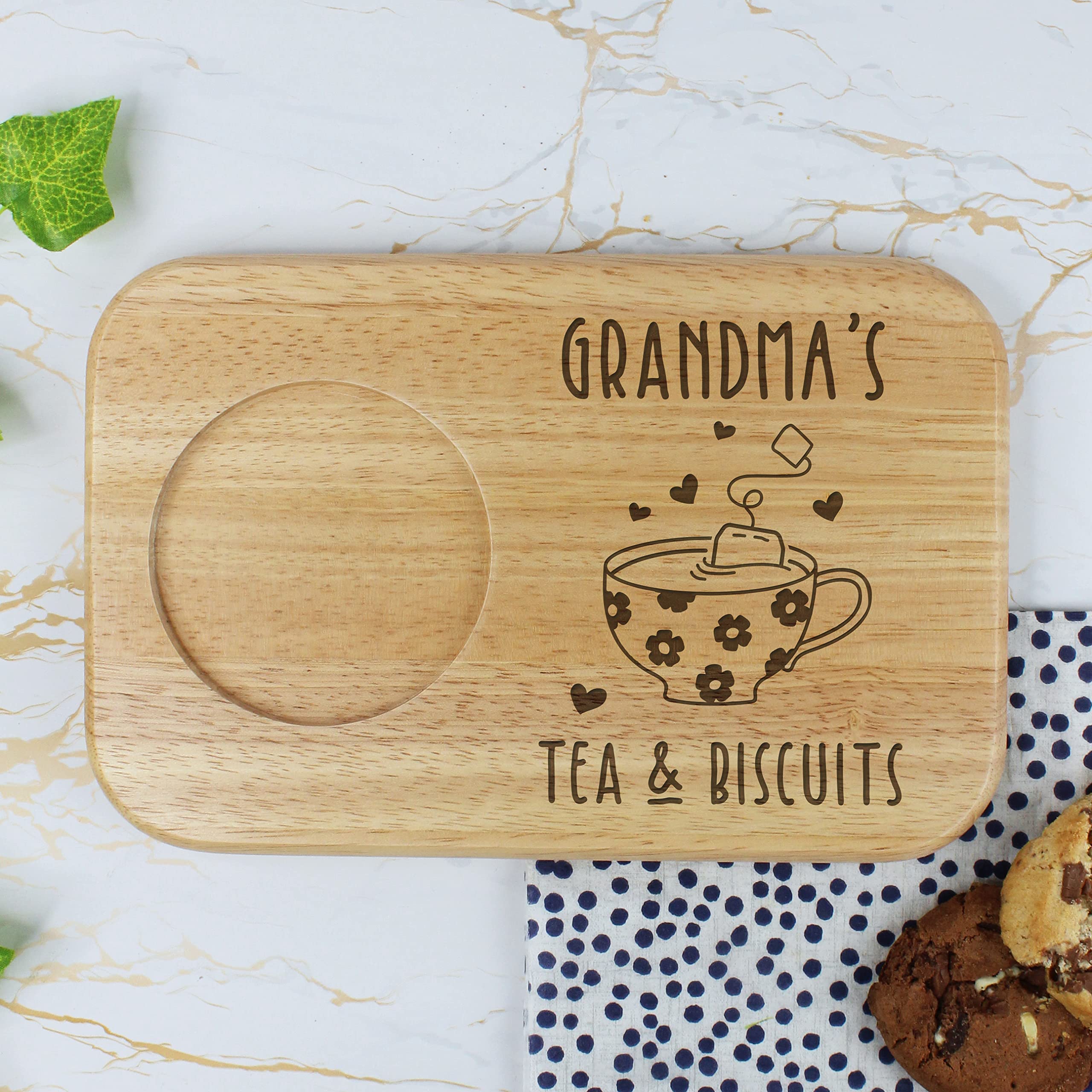 Ebuygb Grandma 'S Tea & Biscuits Board, Wooden Treat Board, Snack Tray, Mother's Day, Birthday Gifts For