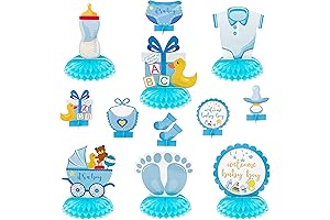 OSNIE 12Pcs Baby Shower Centerpieces - Blue Honeycomb Table Toppers for Boys