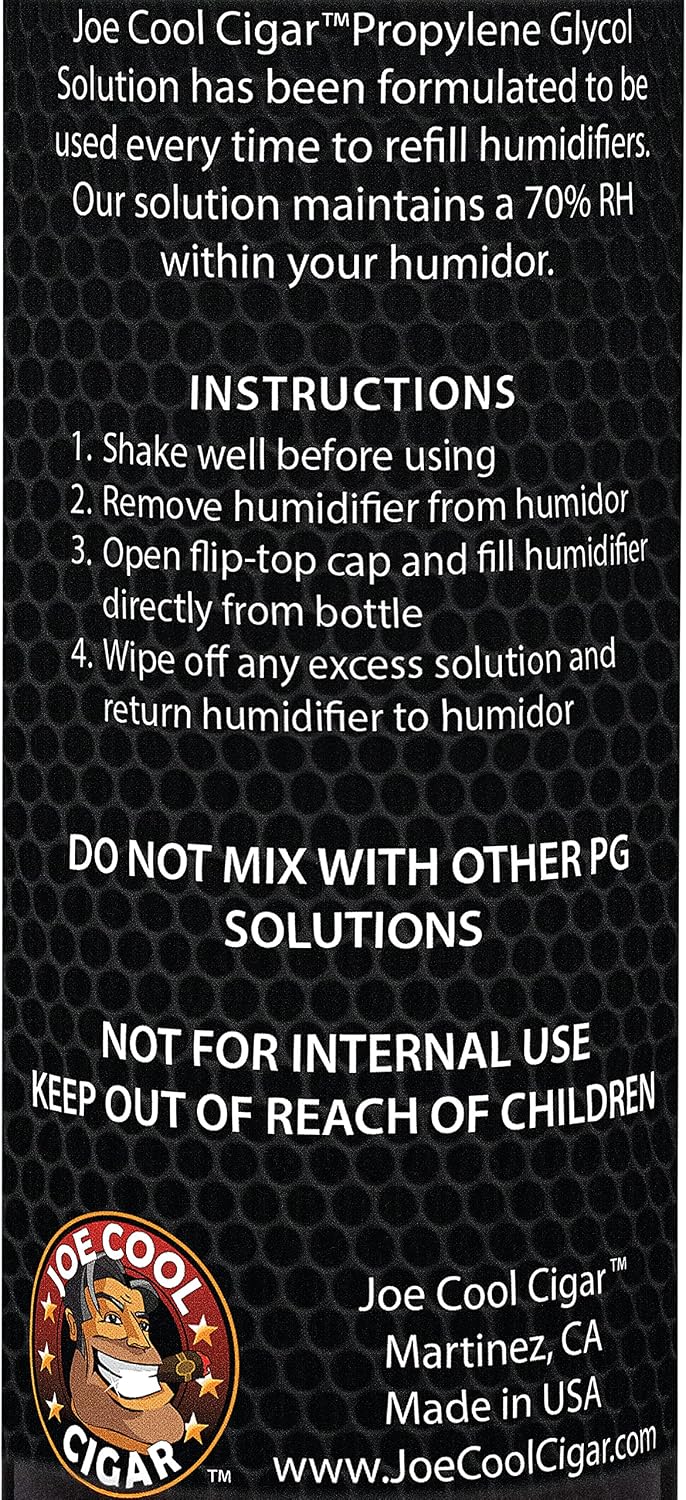 Joe Cool Cigar Propylene Glycol Humidor Solution for Cigar Humidifiers (8 oz Bottle)